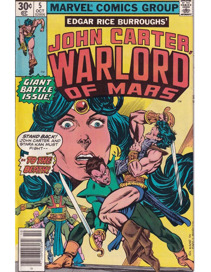 John Carter Warlord Of Mars Issue 5 Marvel Comics Back Issues 071486028062
