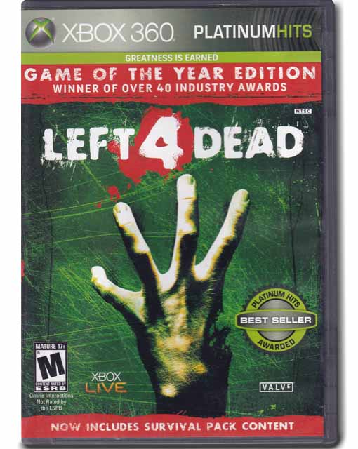 Left 4 Dead Platinum Hits Edition Xbox 360 Video Game 014633098761