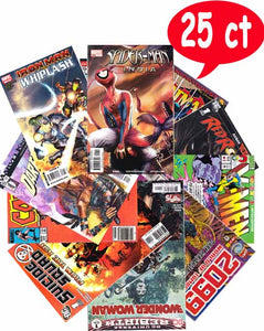 Marvel DC Comic Book Starter Gift Pack  25 Random Different Comics From Marvel And DC Comics. Both Vintage And New Comics Books Are Included In This Gift Pack. This Is The Perfect Pack For Beginners And Seasoned Comic Collectors Alike. Marvel And Dc Comics Iconic Characters Can Be Found In Each Gift Pack.  Jump Start Your New Comic Collection Or Add On To An Existing Set.  No Duplicate Comic Books In This Gift Pack.