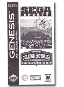 College Football National Championship Sega Genesis Instruction Manual