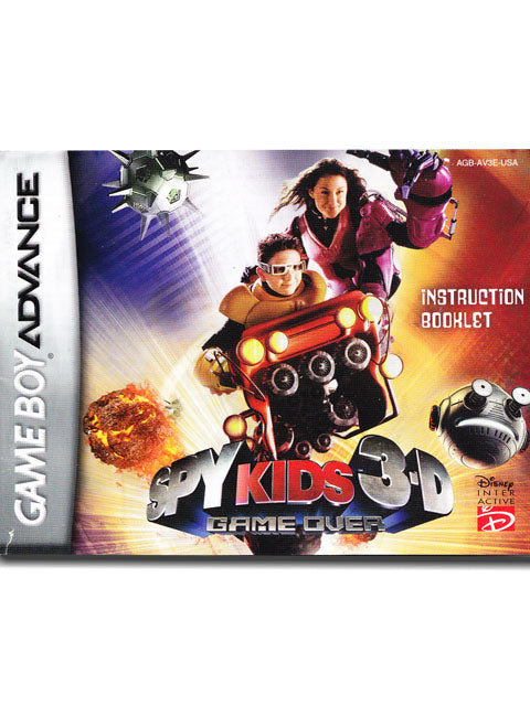 Spy Kids 3-D Game Over Gameboy Advance Instruction Manual