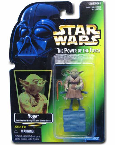 Yoda On A Green Card Star Wars Power Of The Force POTF Action Figure 076281695860