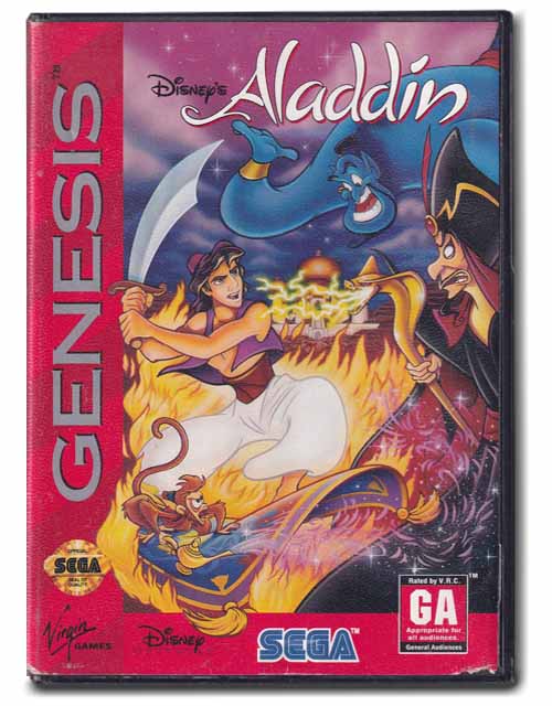 Aladdin With Case Sega Genesis Video Game Cartridge 010086010589