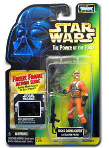 Biggs Darklighter On A Green Card Star Wars Power Of The Force POTF Action Figures