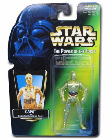 C-3P0 On A Green Card Star Wars Power Of The Force POTF Action Figure 4904398040890