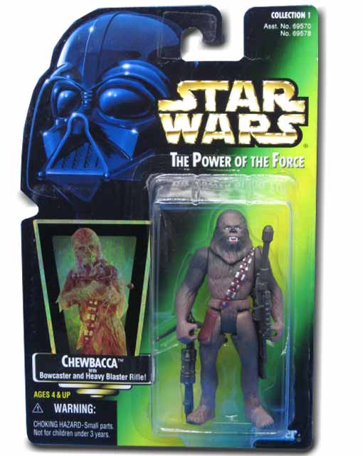 Chewbacca On A Green Card Star Wars Power Of The Force POTF Action Figure 076281695785