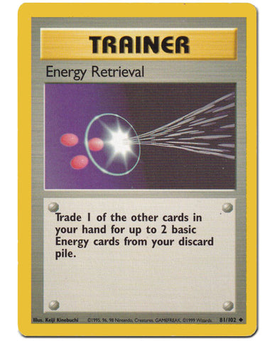 Energy Retrieval Trainer Base Set Card #81/102 Pokemon Trading Card