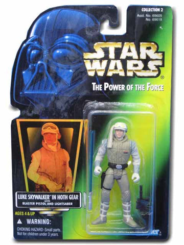 Luke Skywalker In Hoth Gear On A Green Card Star Wars Power Of The Force POTF Action Figure 076281696195