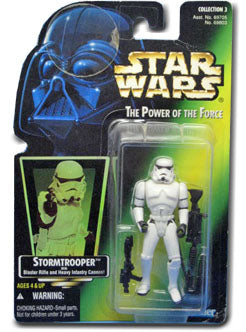 Stormtrooper On A Green Card Star Wars Power Of The Force POTF Action Figure