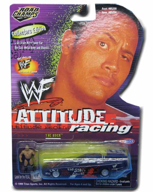 The Rock WWF Attitude Racing Rad Champs Die Cast Toy Car 032961852008