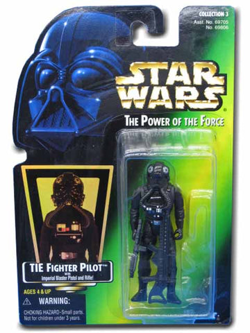 Tie Fighter Pilot On A Green Card Star Wars Power Of The Force POTF Action Figure 076281698069